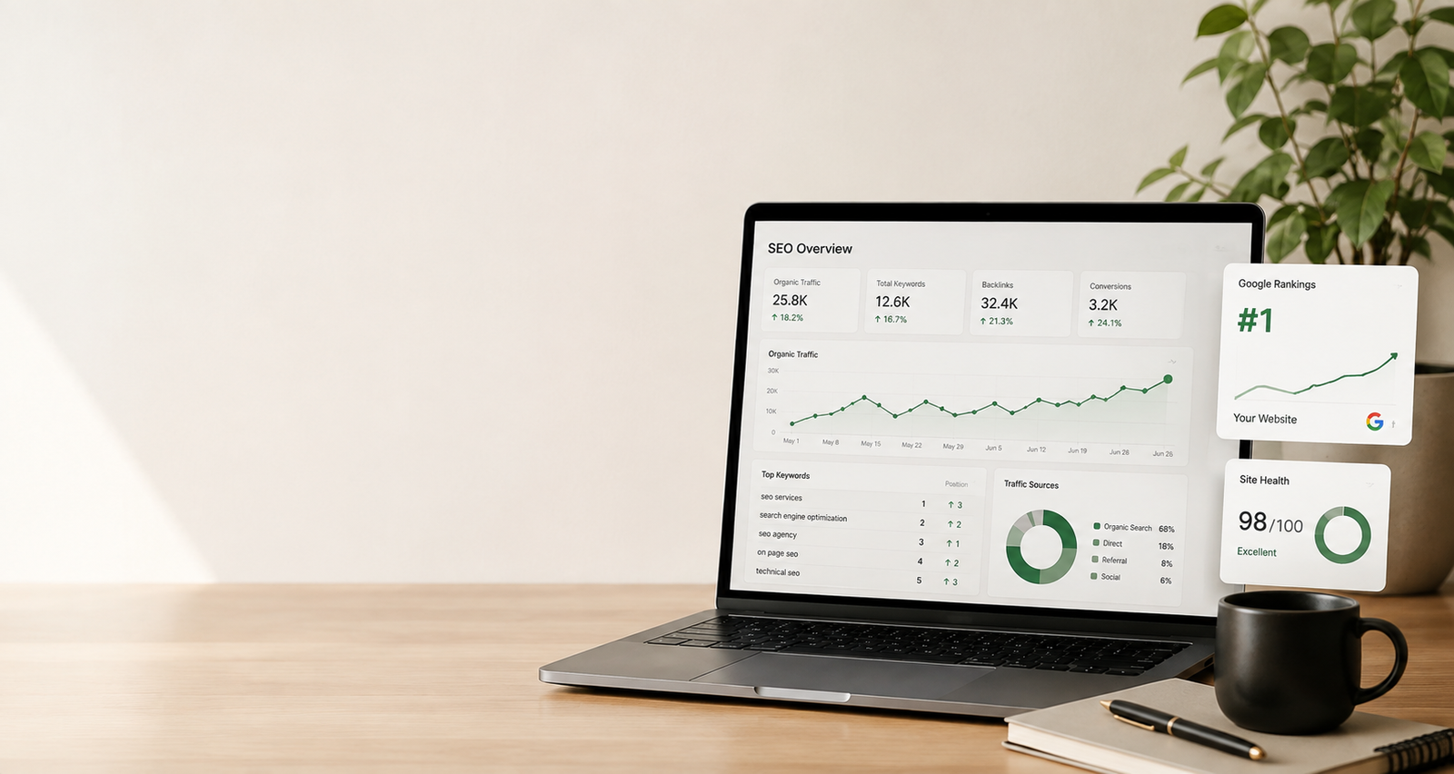 SEO professional working